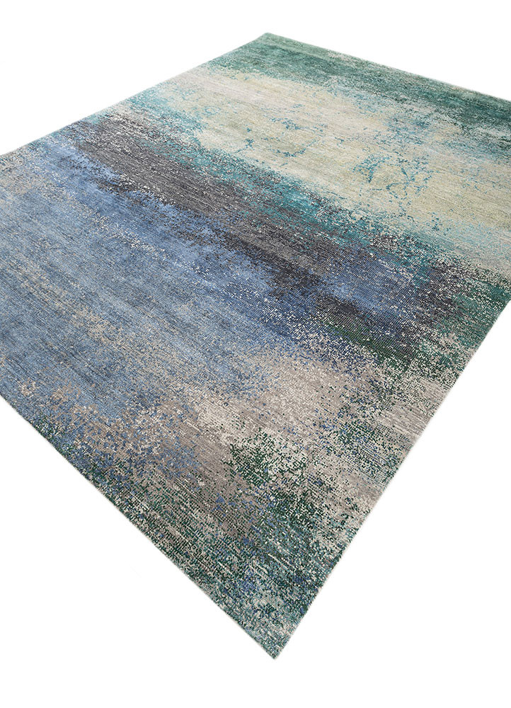 afterglow by kavi grey and black afghan wool and silk hand knotted Rug - FoldShot afterglow by kavi grey and black afghan wool and silk hand knotted Rug - FoldShot