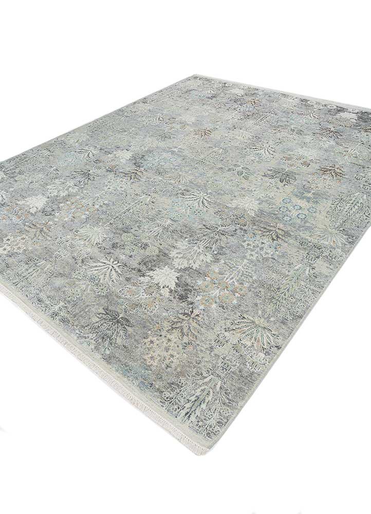 far east blue wool and silk hand knotted Rug - FoldShot far east blue wool and silk hand knotted Rug - FoldShot