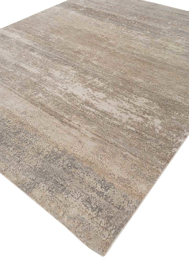 entropy ivory wool and silk hand knotted Rug - FoldShot