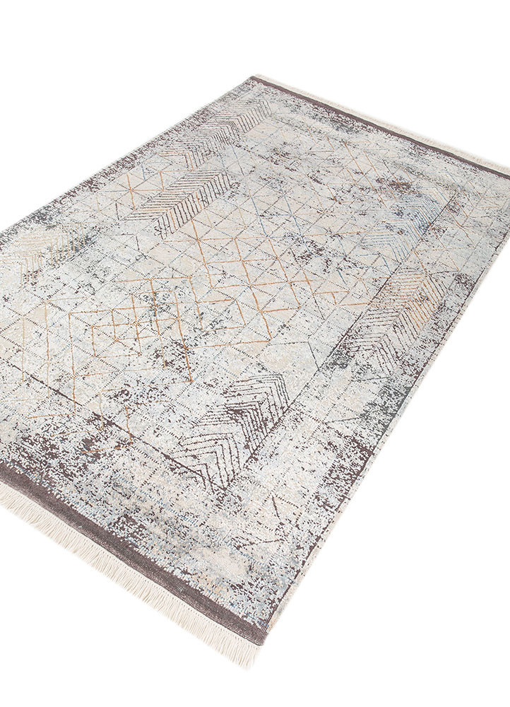 entropy blue wool and silk hand knotted Rug - FoldShot entropy blue wool and silk hand knotted Rug - FoldShot