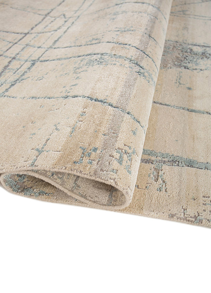 entropy ivory wool and silk hand knotted Rug - FoldShot