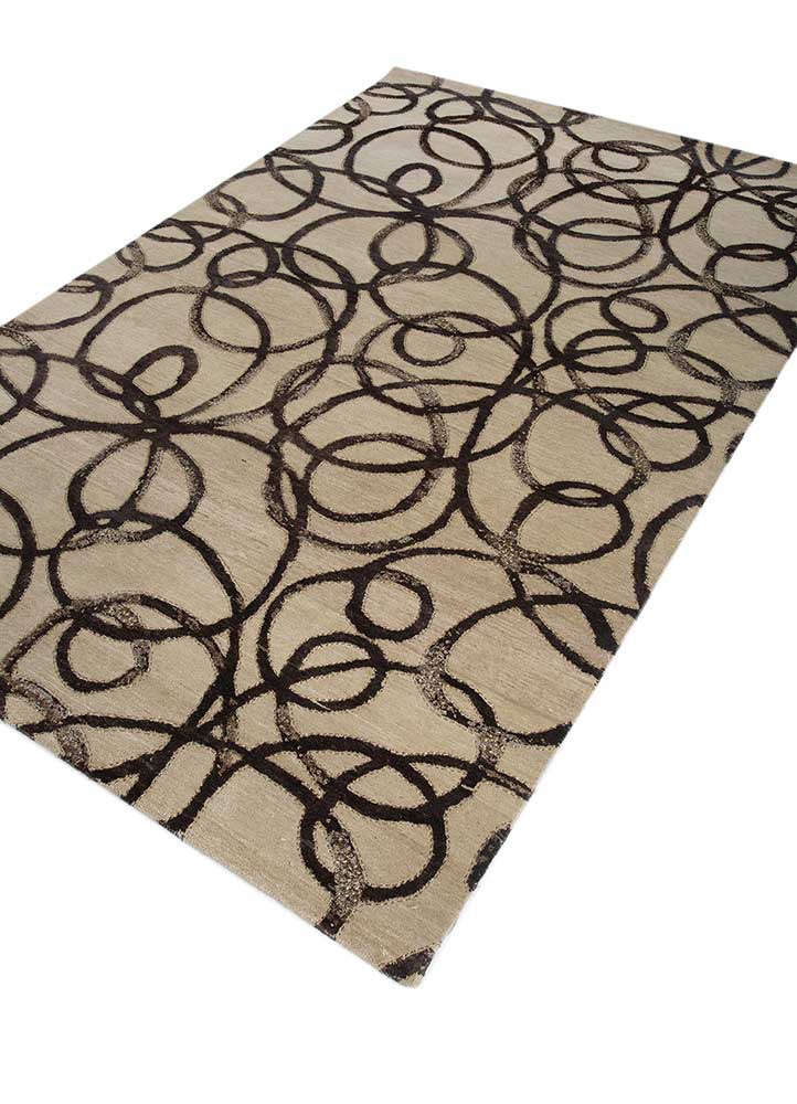 reverie japonaise grey and black wool and silk hand knotted Rug - FoldShot