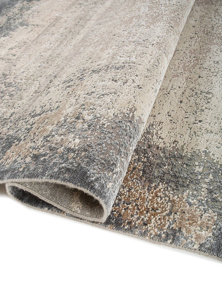 entropy blue wool and silk hand knotted Rug - FoldShot entropy blue wool and silk hand knotted Rug - FoldShot