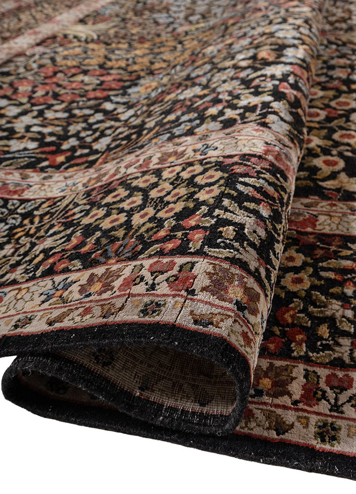 gulmarg blue wool and silk hand knotted Rug - FoldShot gulmarg blue wool and silk hand knotted Rug - FoldShot