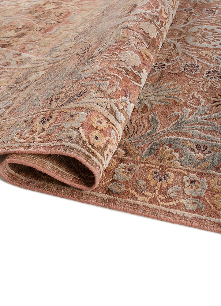 viscaya red and orange wool and silk hand knotted Rug - FoldShot