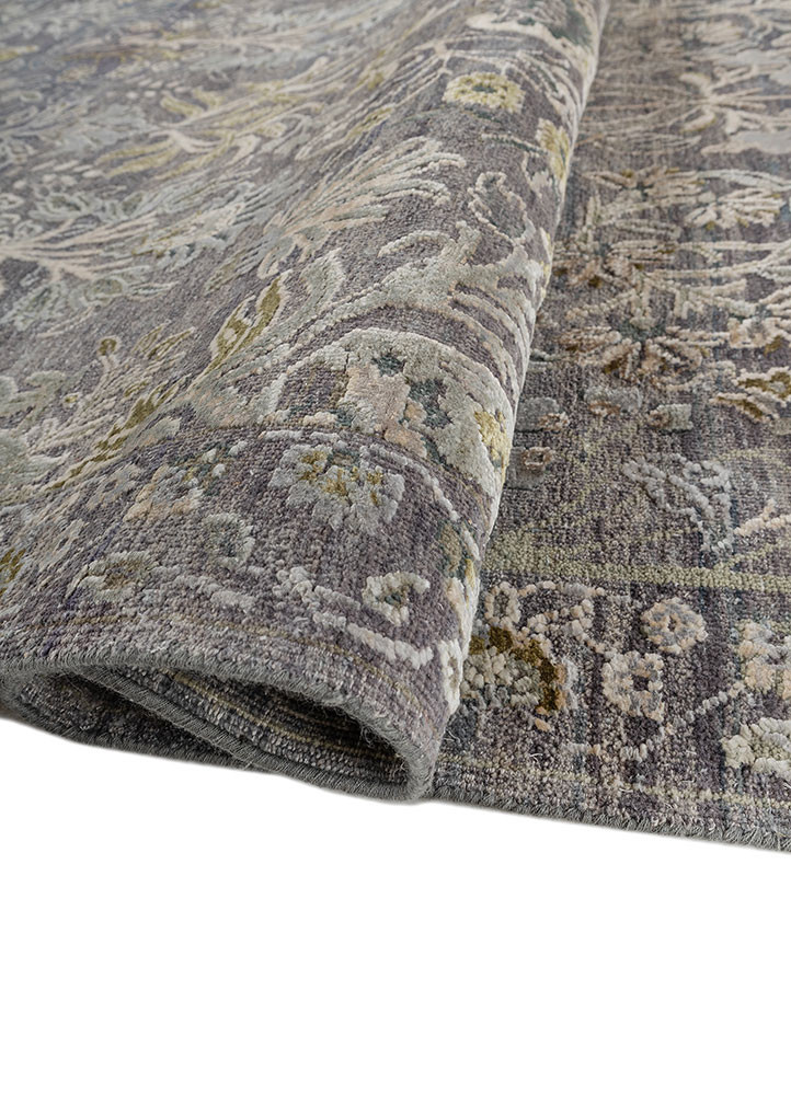 aurora blue wool and silk hand knotted Rug - FoldShot