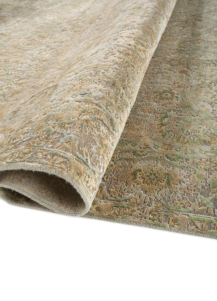 aurora blue wool and silk hand knotted Rug - FoldShot aurora blue wool and silk hand knotted Rug - FoldShot