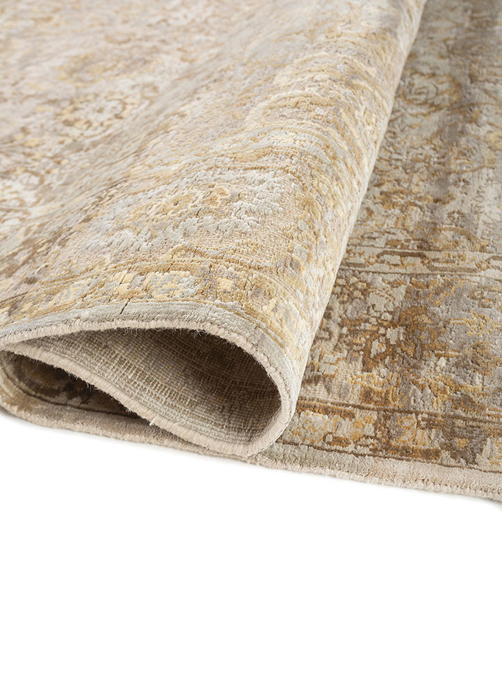 aurora blue wool and silk hand knotted Rug - FoldShot