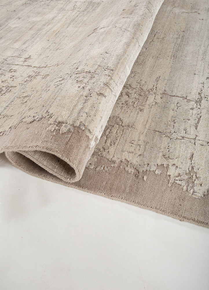 entropy ivory wool and silk hand knotted Rug - FoldShot entropy ivory wool and silk hand knotted Rug - FoldShot