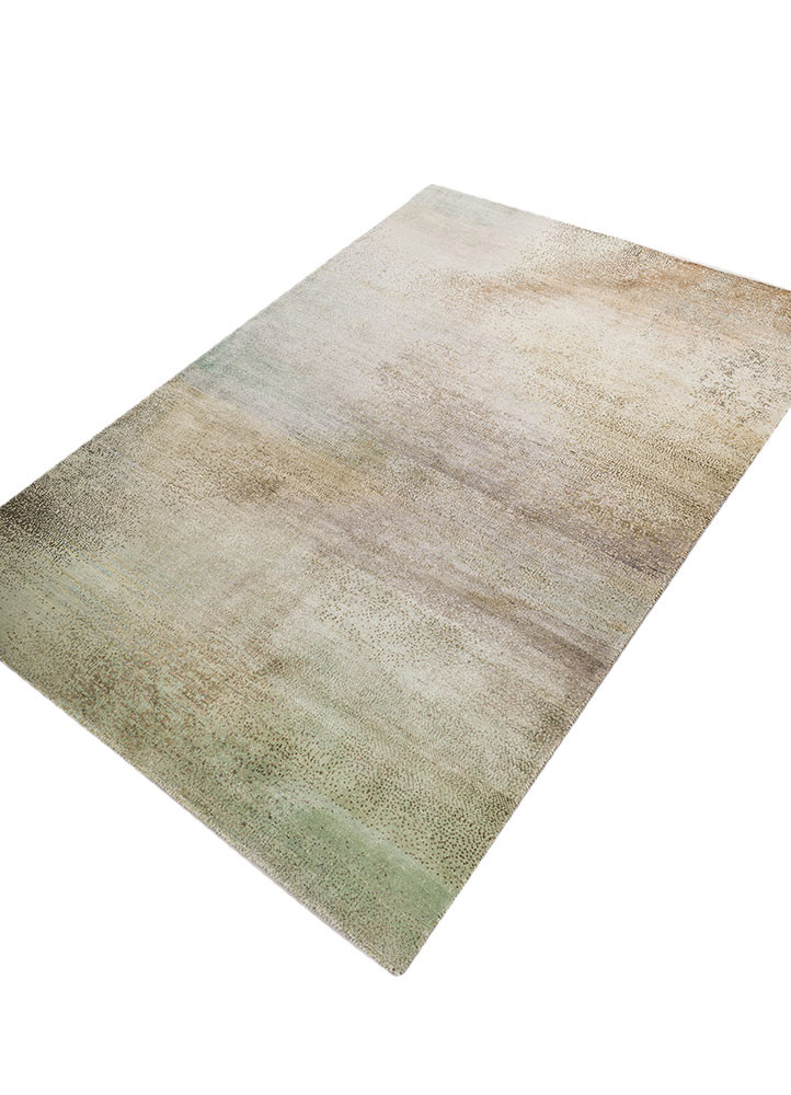 afterglow by kavi blue wool and silk hand knotted Rug - FoldShot
