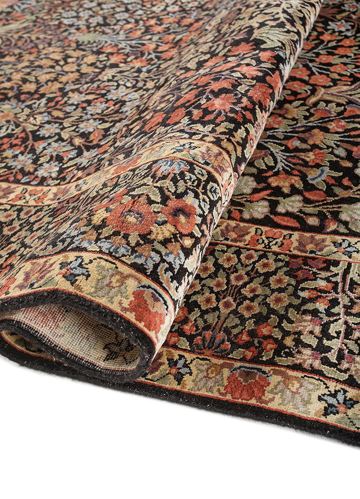 aurora grey and black wool and silk hand knotted Rug - FoldShot aurora grey and black wool and silk hand knotted Rug - FoldShot