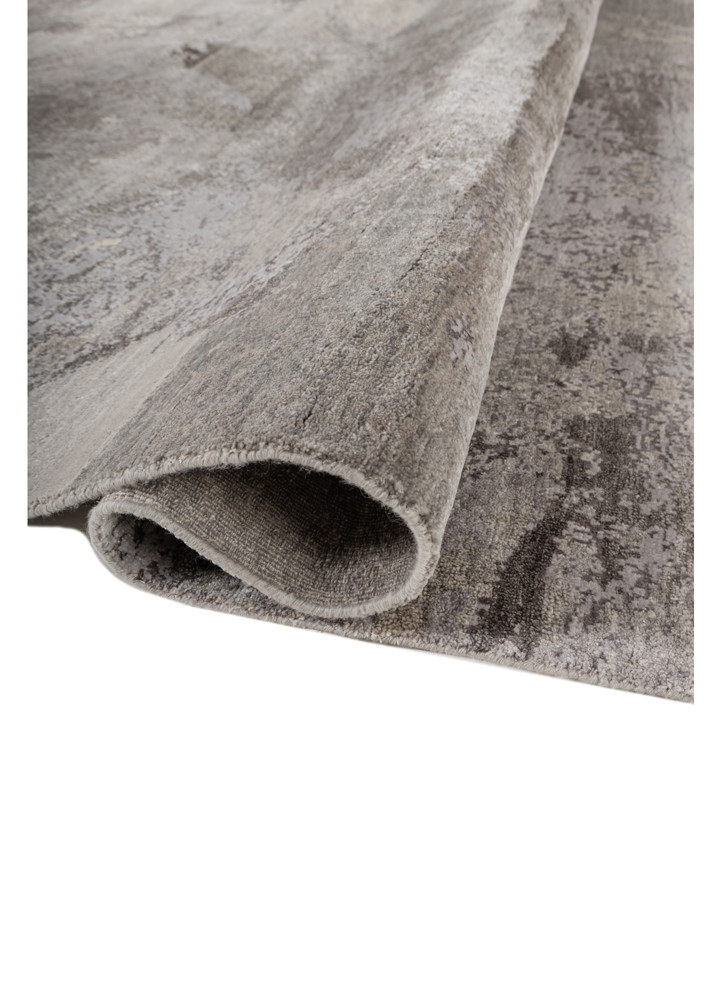 entropy blue wool and silk hand knotted Rug - FoldShot