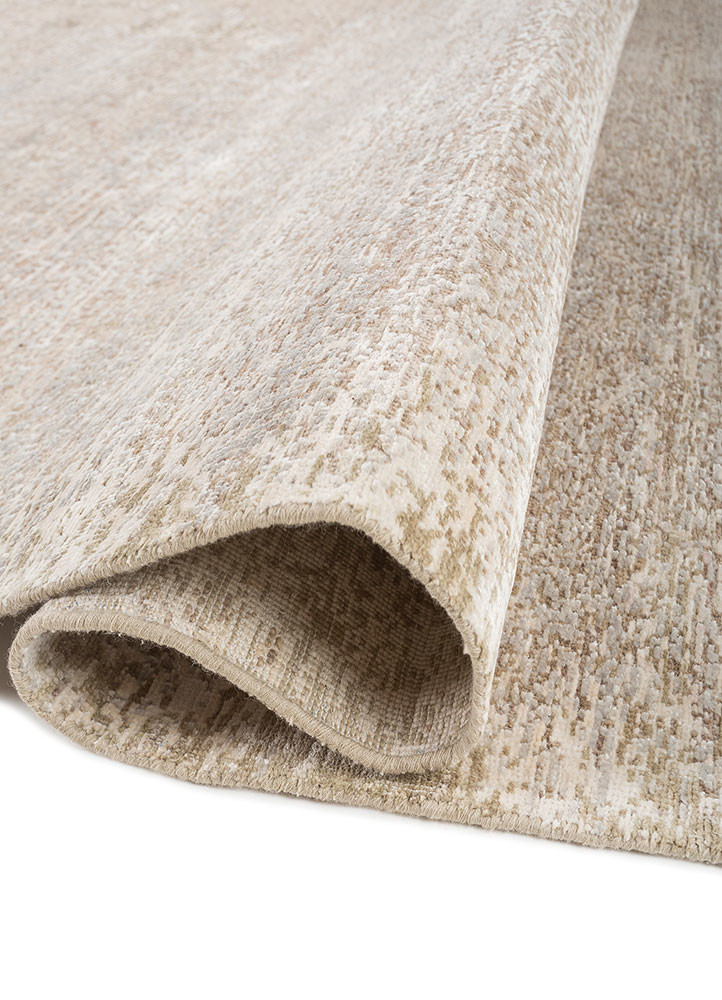 entropy ivory wool and silk hand knotted Rug - FoldShot