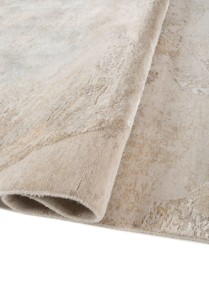 entropy ivory wool and silk hand knotted Rug - FoldShot entropy ivory wool and silk hand knotted Rug - FoldShot