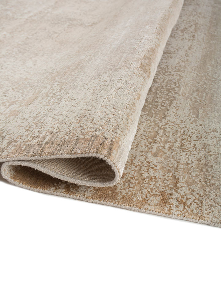 entropy beige and brown wool and silk hand knotted Rug - FoldShot entropy beige and brown wool and silk hand knotted Rug - FoldShot