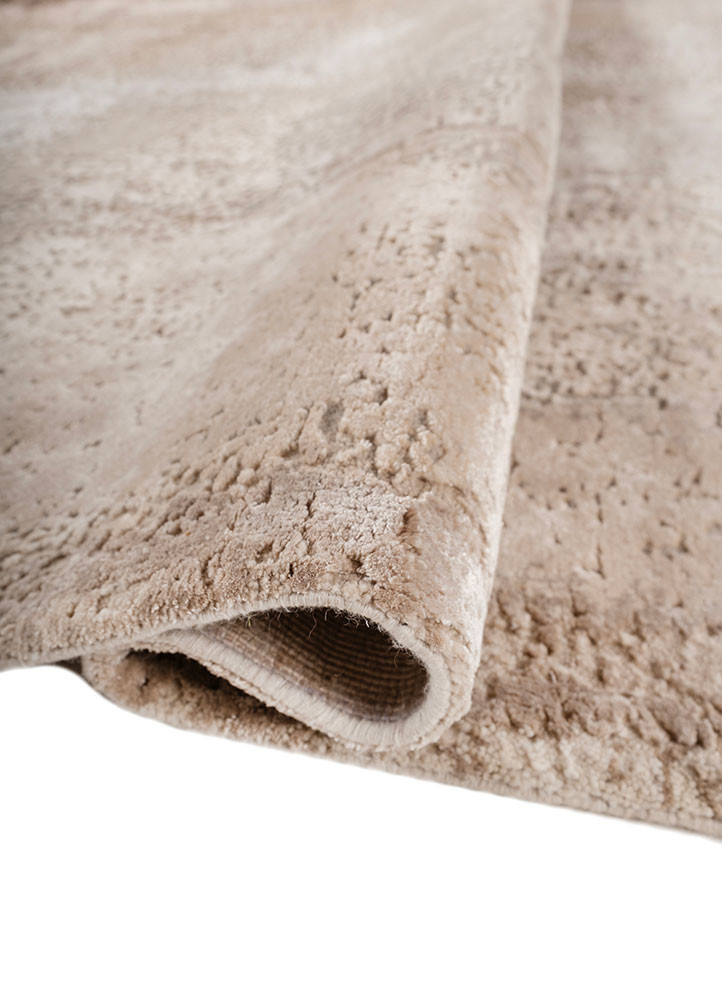 entropy ivory wool and bamboo silk hand knotted Rug - FoldShot