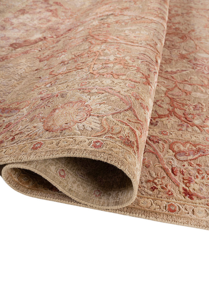 aprezo gold wool and silk hand knotted Rug - FoldShot