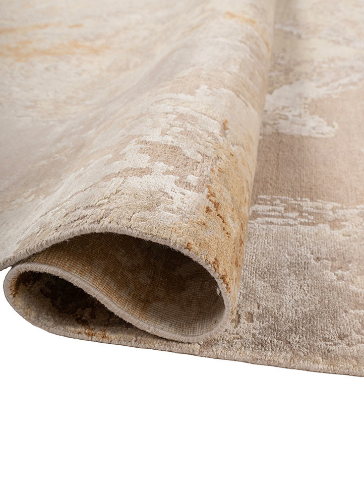 entropy ivory wool and silk hand knotted Rug - FoldShot
