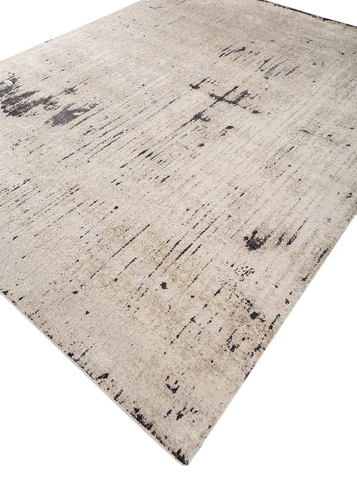 entropy ivory wool and silk hand knotted Rug - FoldShot