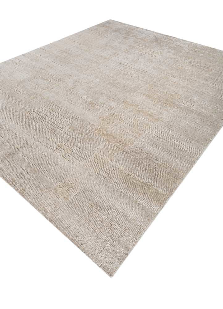 entropy ivory wool and silk hand knotted Rug - FoldShot