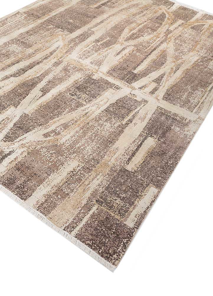 entropy ivory wool and silk hand knotted Rug - FoldShot entropy ivory wool and silk hand knotted Rug - FoldShot