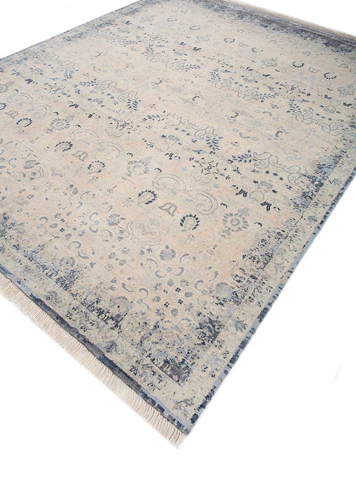 viscaya ivory wool and silk hand knotted Rug - FoldShot