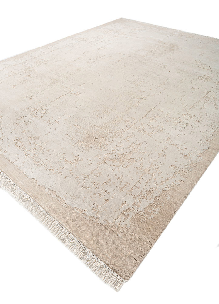 entropy ivory wool and silk hand knotted Rug - FoldShot entropy ivory wool and silk hand knotted Rug - FoldShot