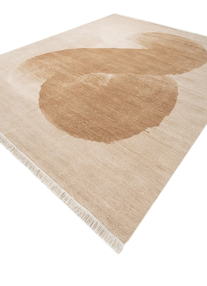 entropy ivory wool and silk hand knotted Rug - FoldShot