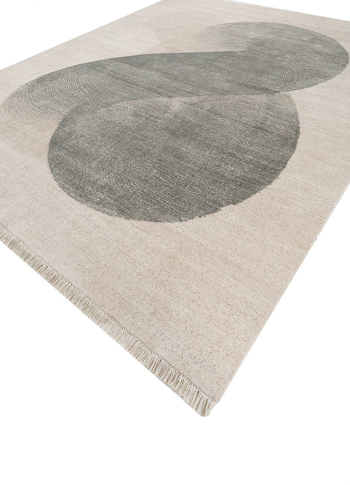 entropy ivory wool and silk hand knotted Rug - FoldShot entropy ivory wool and silk hand knotted Rug - FoldShot