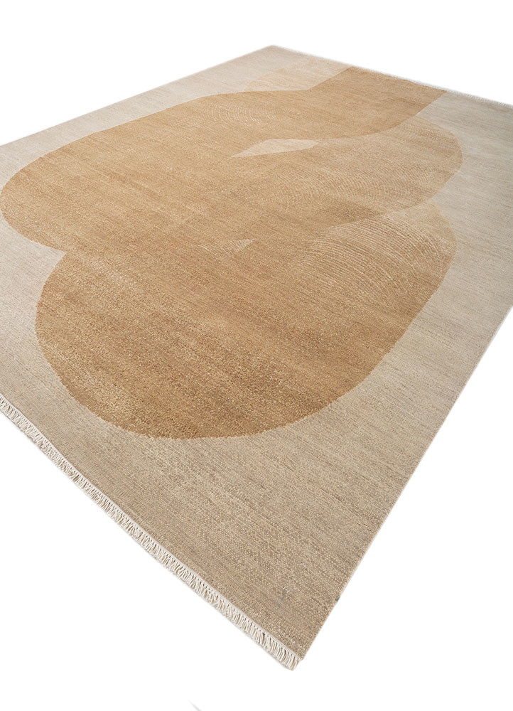 entropy beige and brown wool and silk hand knotted Rug - FoldShot entropy beige and brown wool and silk hand knotted Rug - FoldShot
