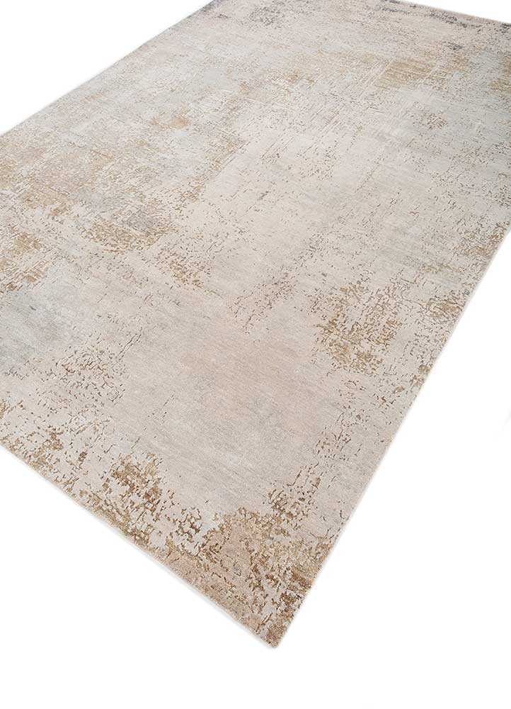 uvenuti ivory wool and silk hand knotted Rug - FoldShot