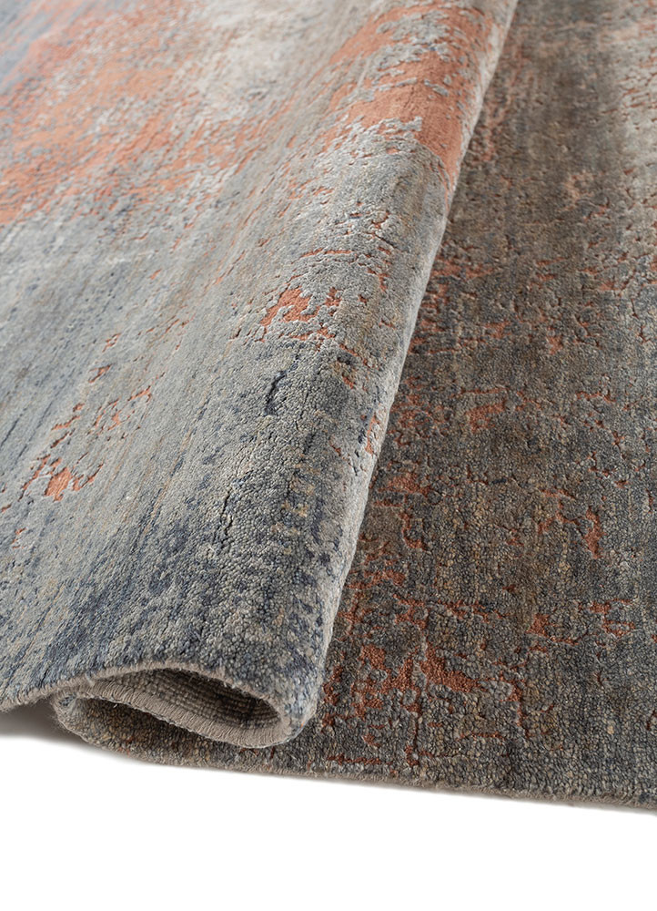 uvenuti grey and black wool and silk hand knotted Rug - FoldShot