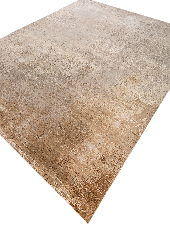 uvenuti ivory wool and silk hand knotted Rug - FoldShot uvenuti ivory wool and silk hand knotted Rug - FoldShot