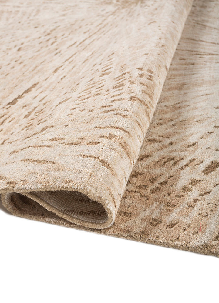 entropy beige and brown afghan wool and silk hand knotted Rug - FoldShot