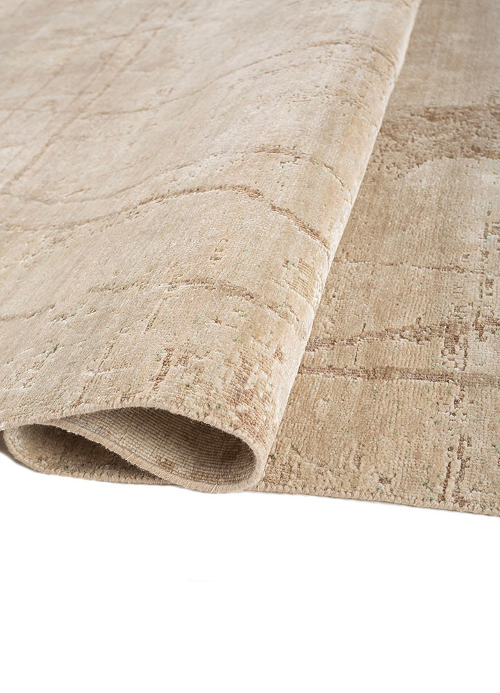 entropy beige and brown wool and silk hand knotted Rug - FoldShot entropy beige and brown wool and silk hand knotted Rug - FoldShot