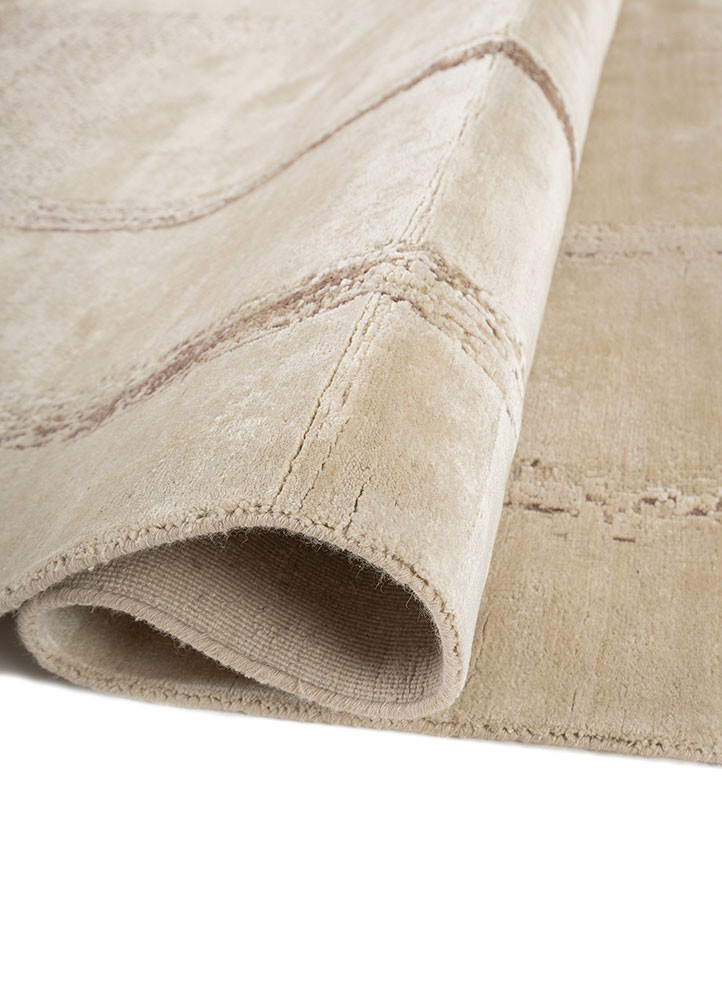 entropy beige and brown wool and silk hand knotted Rug - FoldShot