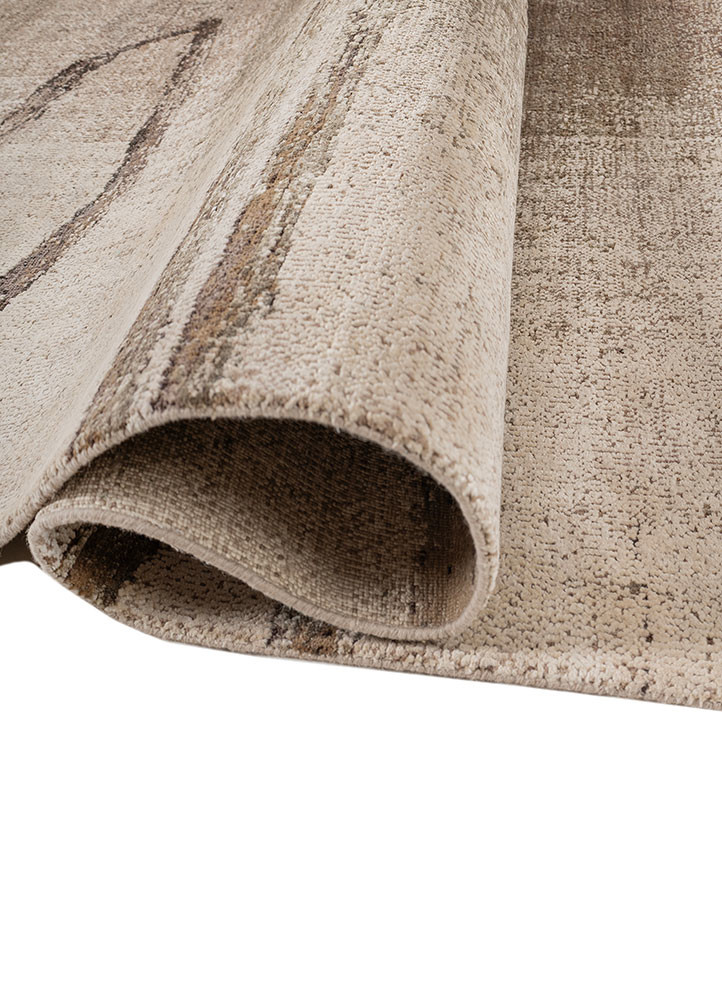 entropy ivory wool and silk hand knotted Rug - FoldShot