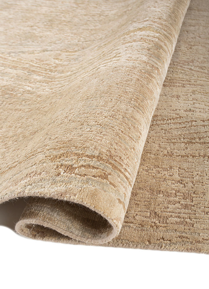 entropy beige and brown wool and silk hand knotted Rug - FoldShot
