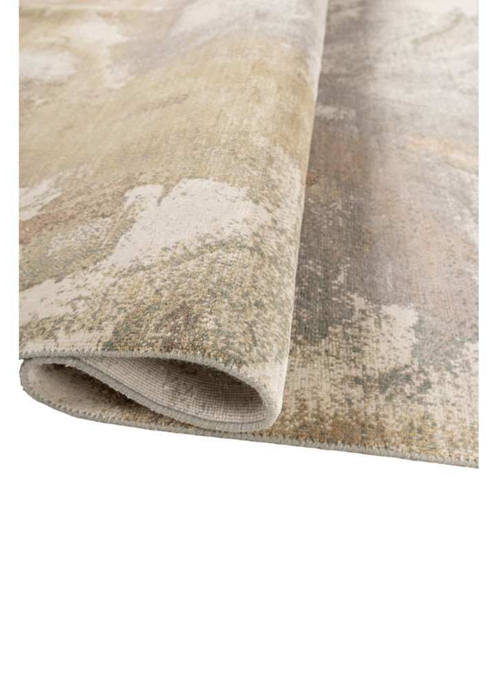 aprezo ivory wool and silk hand knotted Rug - FoldShot aprezo ivory wool and silk hand knotted Rug - FoldShot