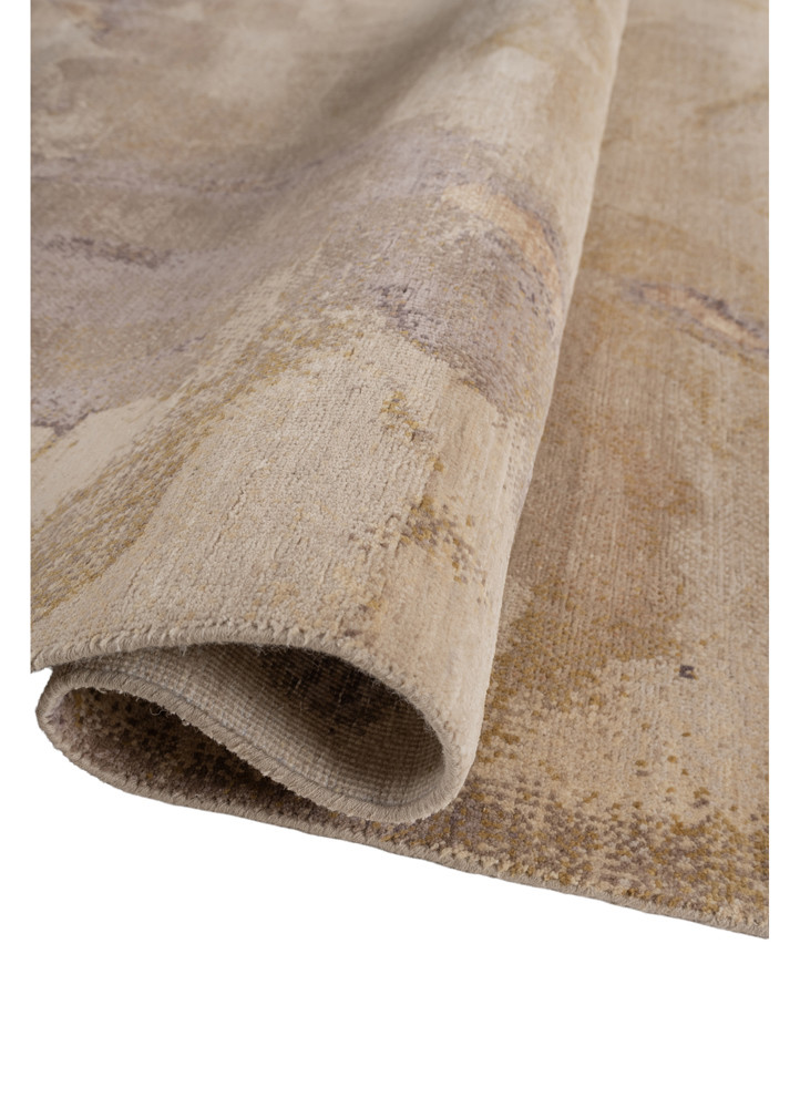 aprezo beige and brown wool and silk hand knotted Rug - FoldShot aprezo beige and brown wool and silk hand knotted Rug - FoldShot