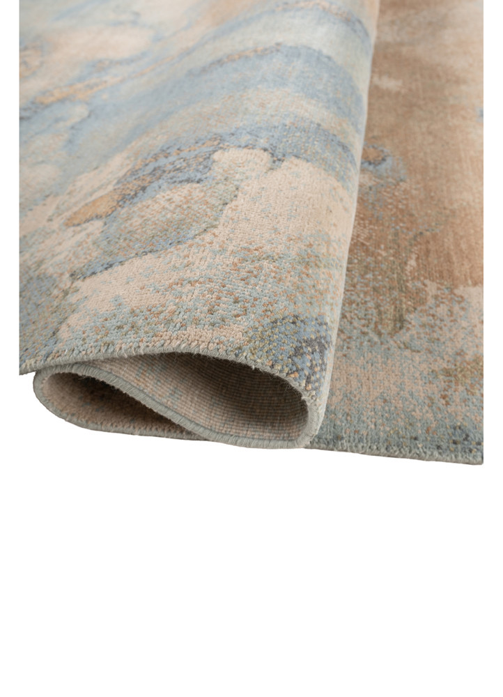aprezo beige and brown wool and silk hand knotted Rug - FoldShot aprezo beige and brown wool and silk hand knotted Rug - FoldShot
