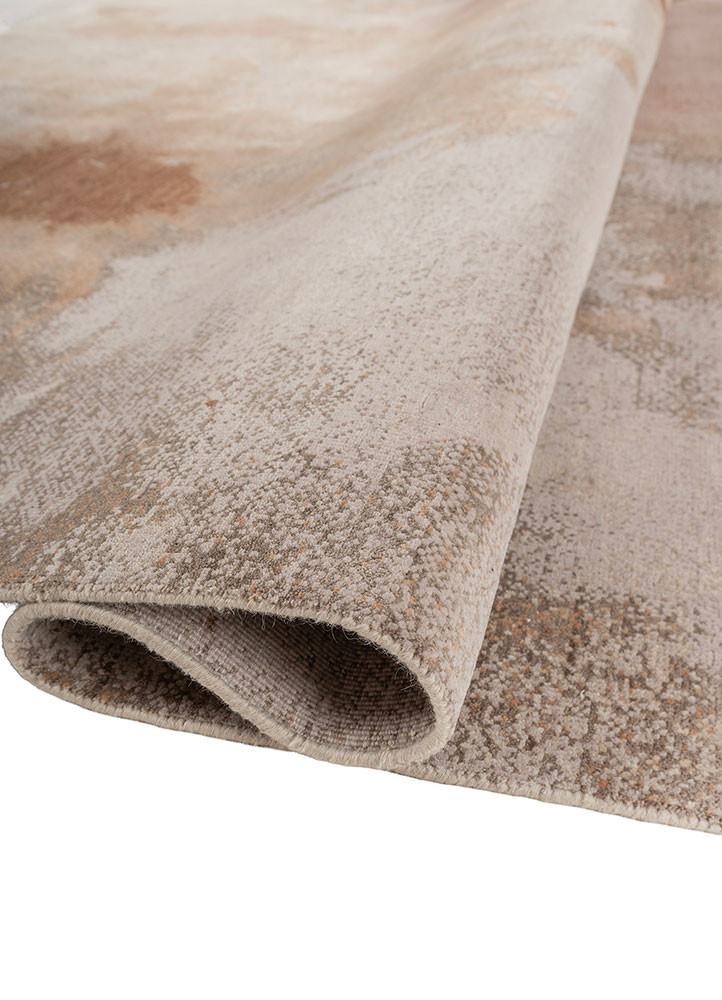 aprezo ivory wool and silk hand knotted Rug - FoldShot aprezo ivory wool and silk hand knotted Rug - FoldShot