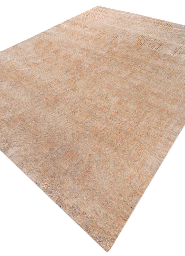 aakar by kavi pink and purple afghan wool and silk hand knotted Rug - FoldShot
