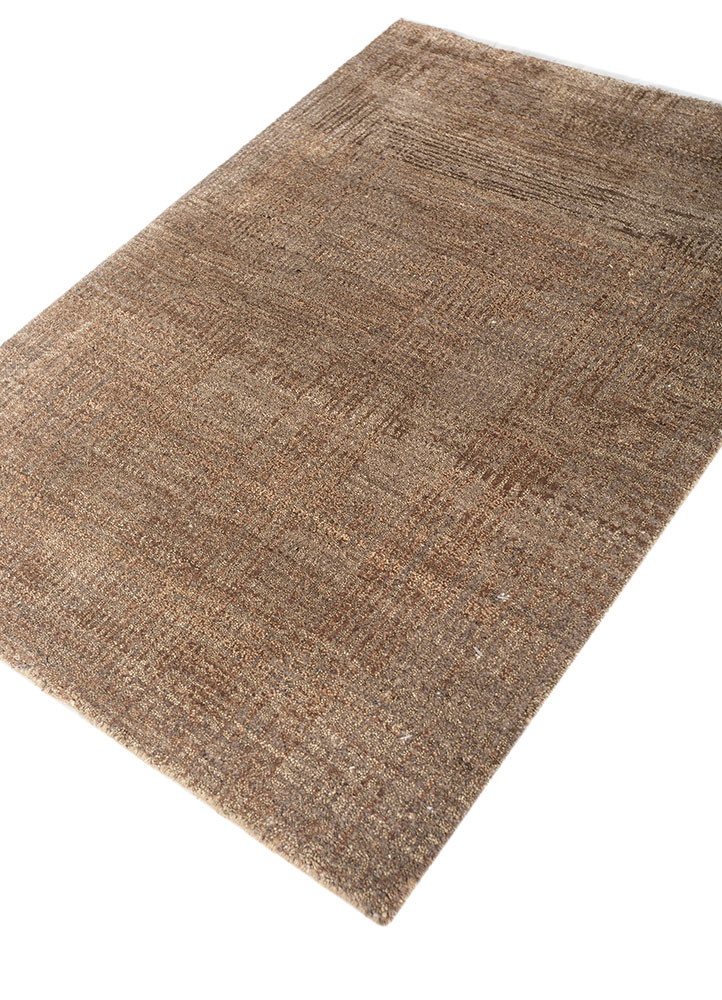 uvenuti beige and brown wool and silk hand knotted Rug - FoldShot uvenuti beige and brown wool and silk hand knotted Rug - FoldShot
