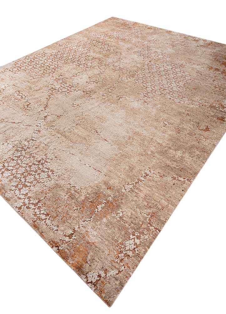 hidden by kavi pink and purple afghan wool and silk hand knotted Rug - FoldShot