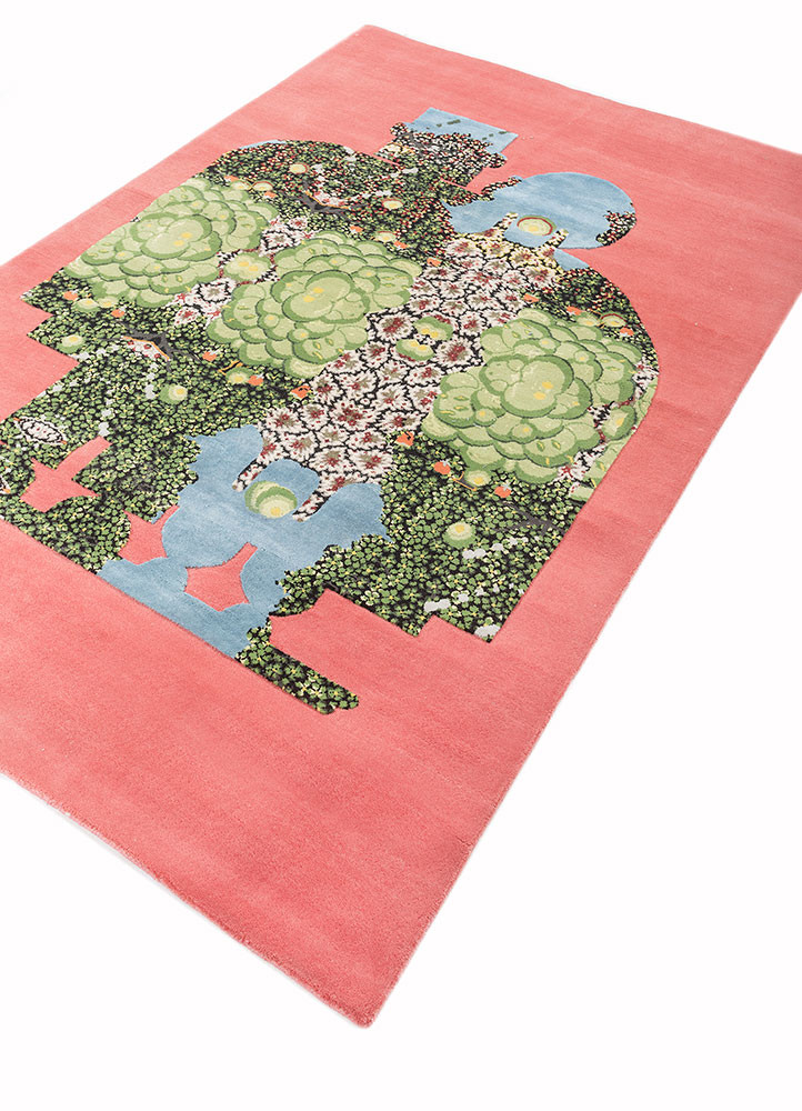 days pink and purple wool and silk hand knotted Rug - FoldShot days pink and purple wool and silk hand knotted Rug - FoldShot