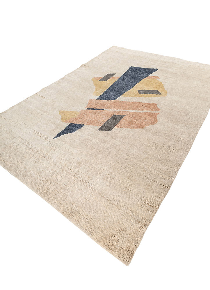 sthir beige and brown wool hand knotted Rug - FoldShot sthir beige and brown wool hand knotted Rug - FoldShot