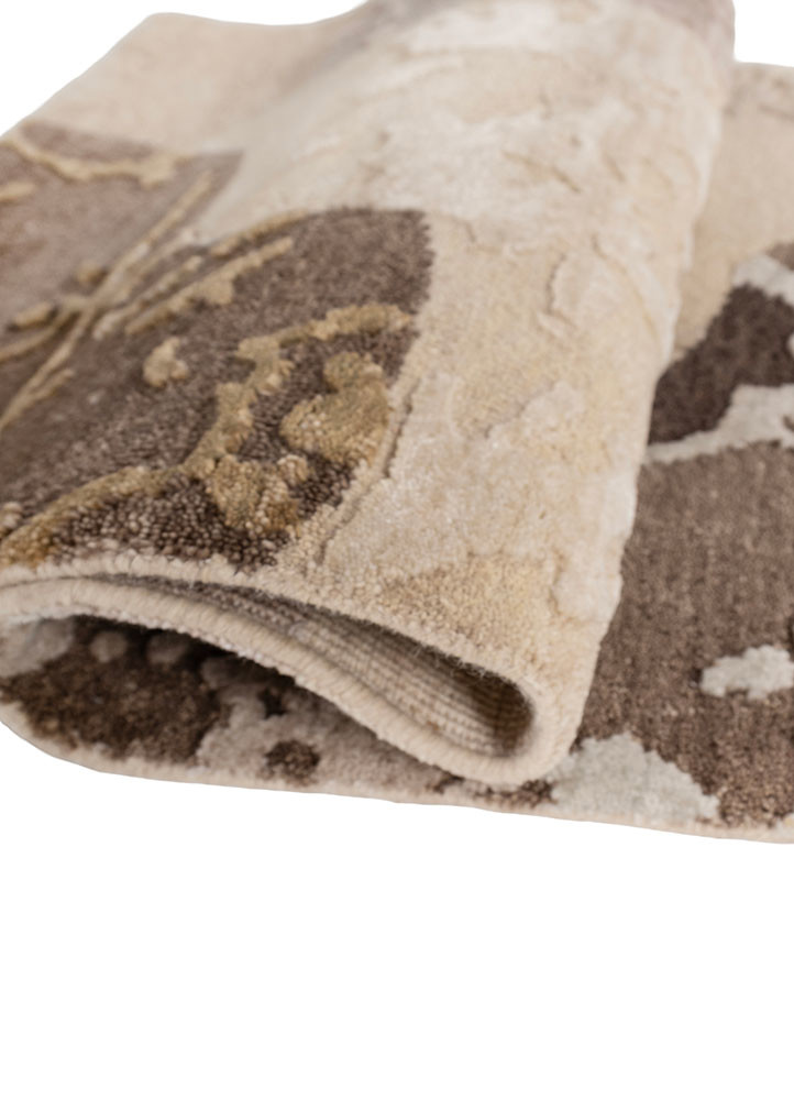 aprezo beige and brown wool hand knotted Rug - FoldShot