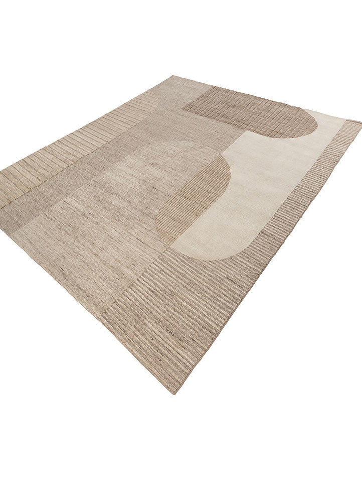 sthir beige and brown wool hand knotted Rug - FoldShot
