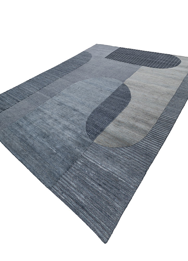 sthir blue wool hand knotted Rug - FoldShot sthir blue wool hand knotted Rug - FoldShot